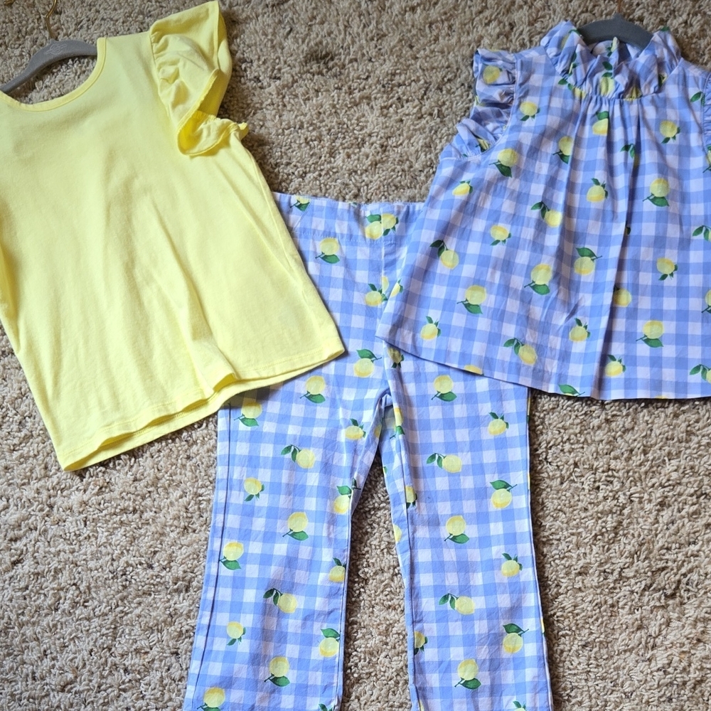 Janie and Jack Lemon Print Kids Matching Set